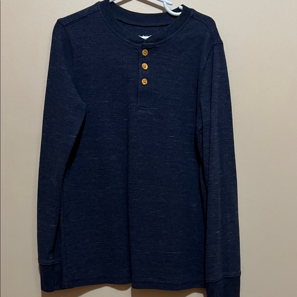 Boys Jumping Beans Dark Blue Long Sleeve Henley Shirt